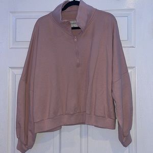 Abercrombie and Fitch Cropped Crew Neck Quarter Zip